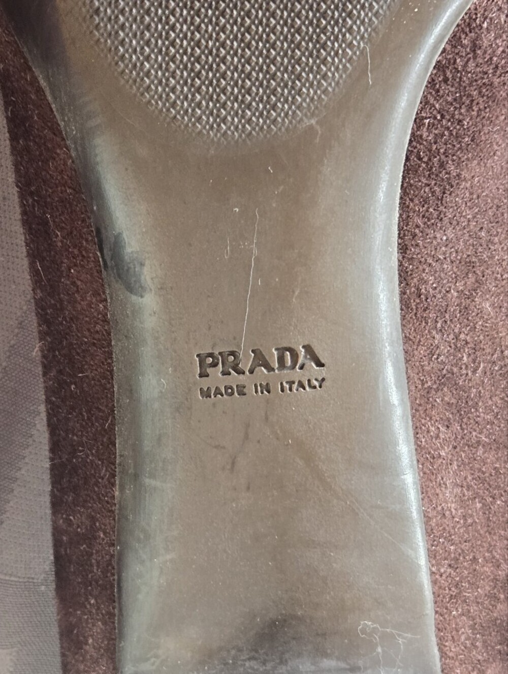 Vintage Prada Brown Suede Square Toe Kitten Heels Buckle Loafer Pumps Y2K Sz 8 - Picture 14 of 14